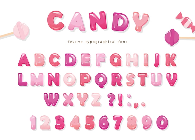 Candy glossy font design.