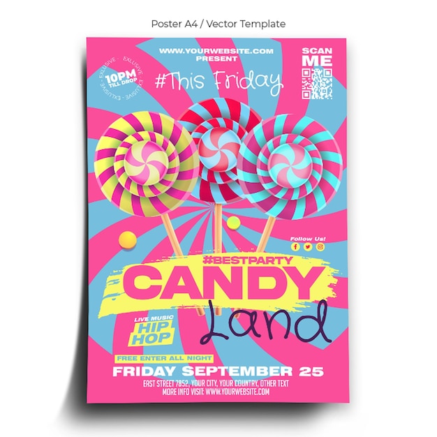 Vector candy land poster template