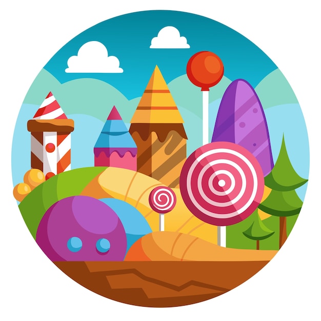 Vector candy landscape clipart vector art and illustration