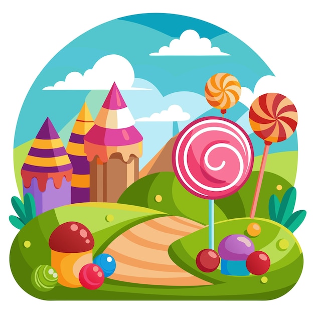 Vector candy landscape clipart vector art and illustration