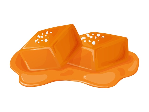 Candy salted caramel Melted appetizing caramel cubes