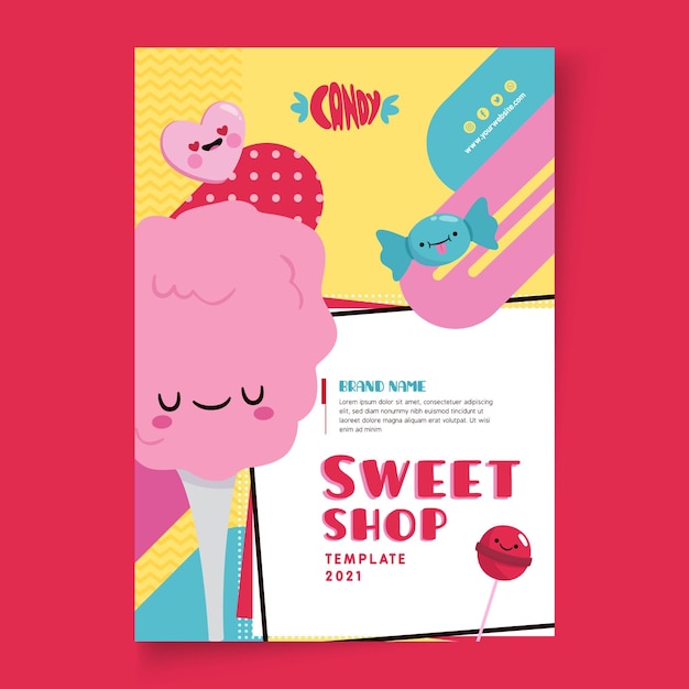 Vector candy shop poster template