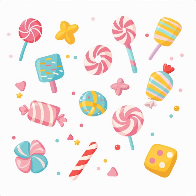 Vector candy sweet vector food design illustration dessert sugar background chocolate cartoon el