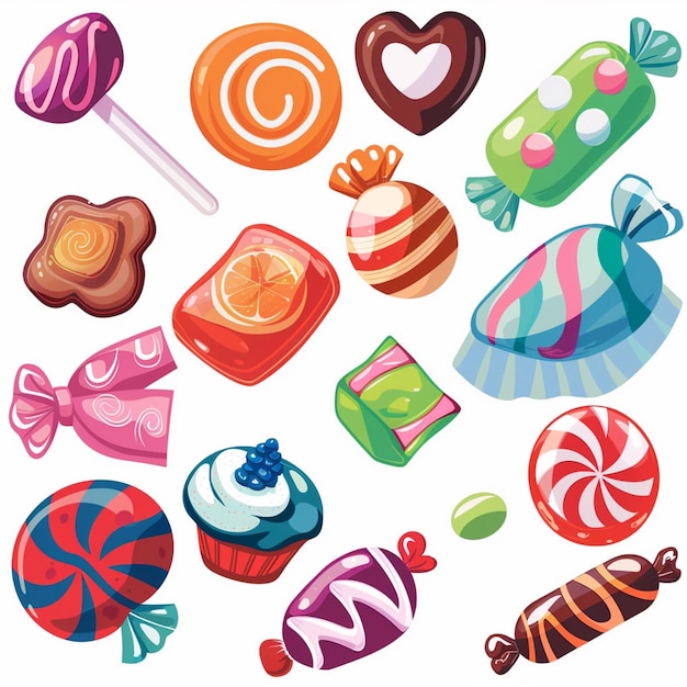 Vector candy sweet vector food design illustration dessert sugar background chocolate cartoon el