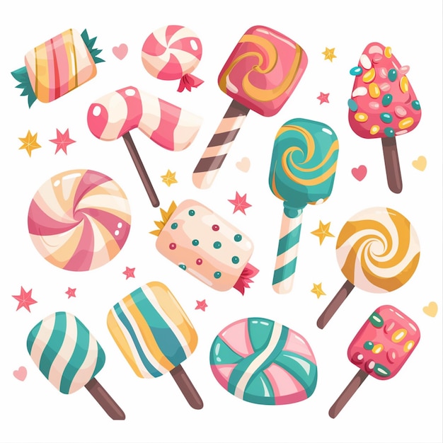 Vector candy sweet vector food design illustration dessert sugar background chocolate cartoon el