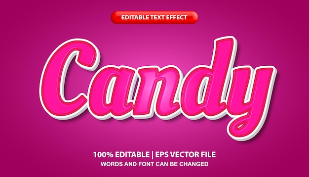 Candy text, editable text effect template, 3d bold pink font style typography