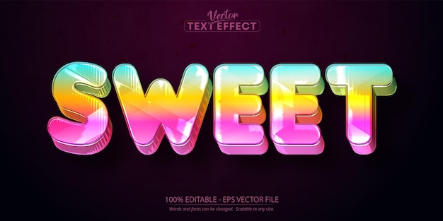 Candy text effect, editable shiny colorful text style, sweet text on dark pink background