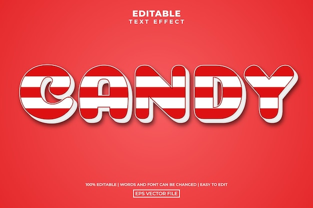 Candy text style, editable text effect vector