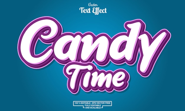 Candy time modern cartoon editable text effect design