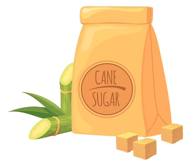 Cane sugar pack cartoon icon Paper bag