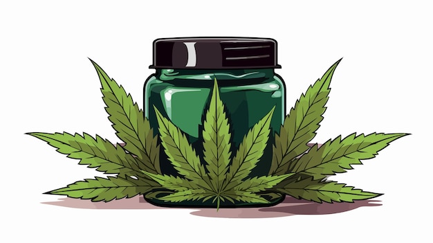 Vector cannabis bottle product with pomade flat vector isolate