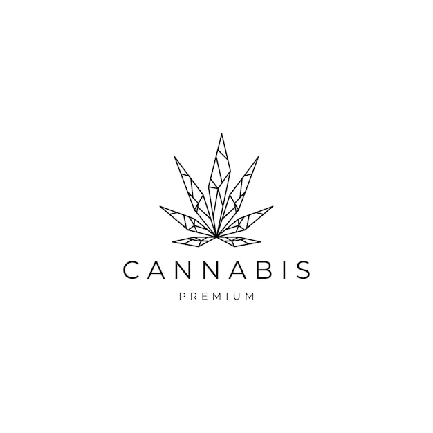 Cannabis geometric polygonal logo vector icon design template