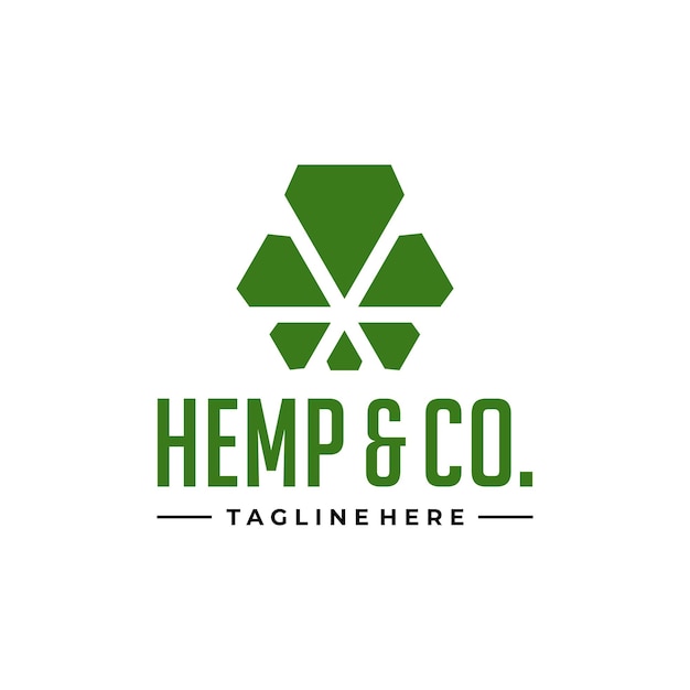 Cannabis Hemp With Diamond Symbol Logo Design