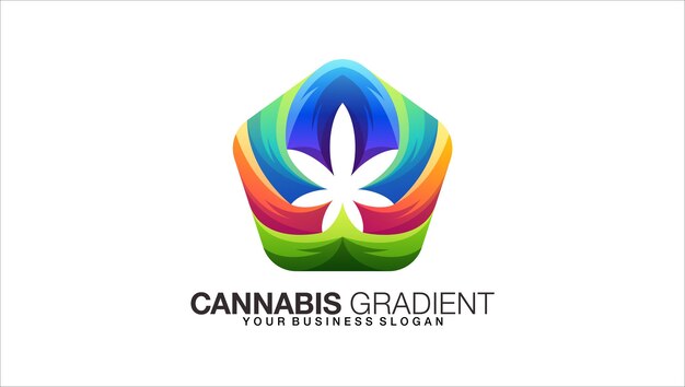 Vector cannabis leaf logo in gradient color style abstract template