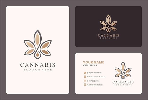 Cannabis logo design with business card template.