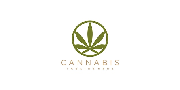 Cannabis logo with creative concept Premium Vector