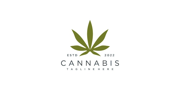 Cannabis logo with creative concept Premium Vector