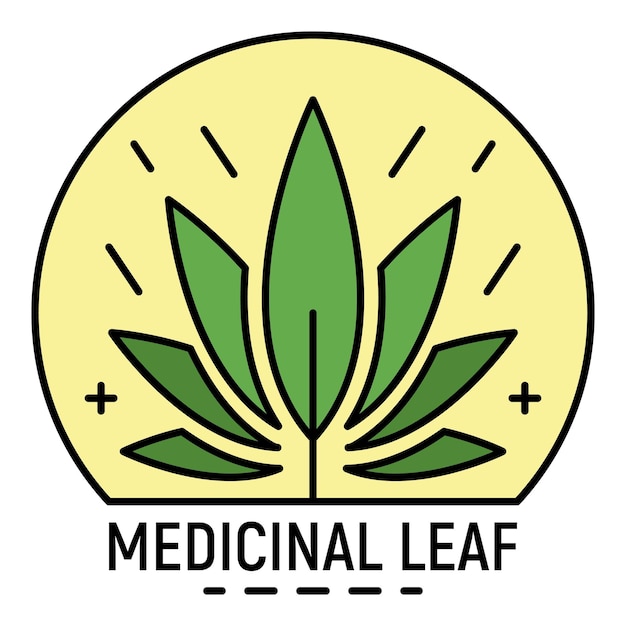 Cannabis medicine leaf logo Outline cannabis medicine leaf vector logo color flat isolated on white