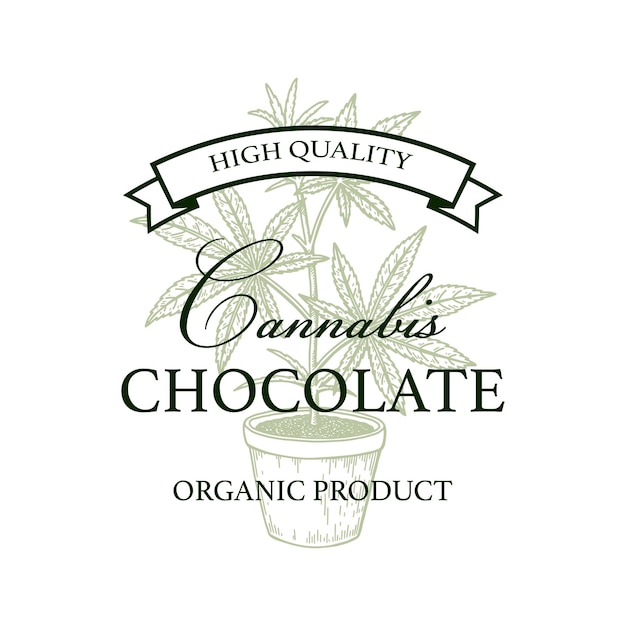 Cannabis product packaging design Marijuana logo template with hand drawn elements