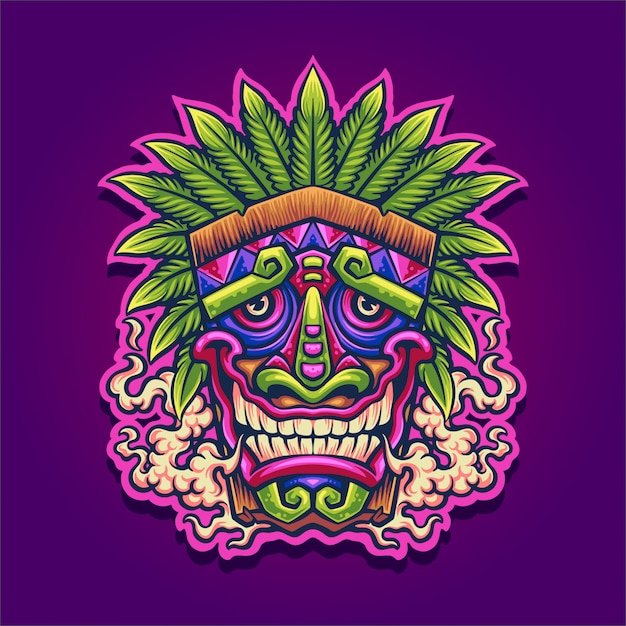 cannabis tiki mascot illustration