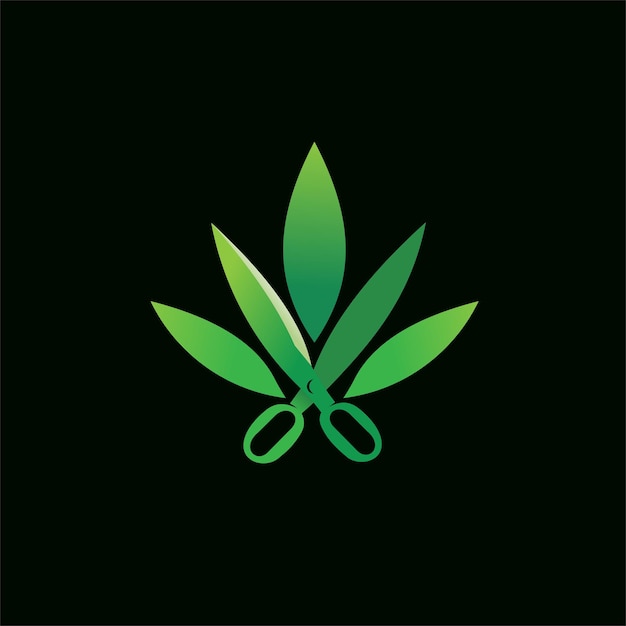 cannabis with scissors concept design