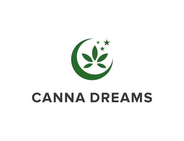 cannabiz leaf with moon and stars simple sleek creative geometric modern logo design