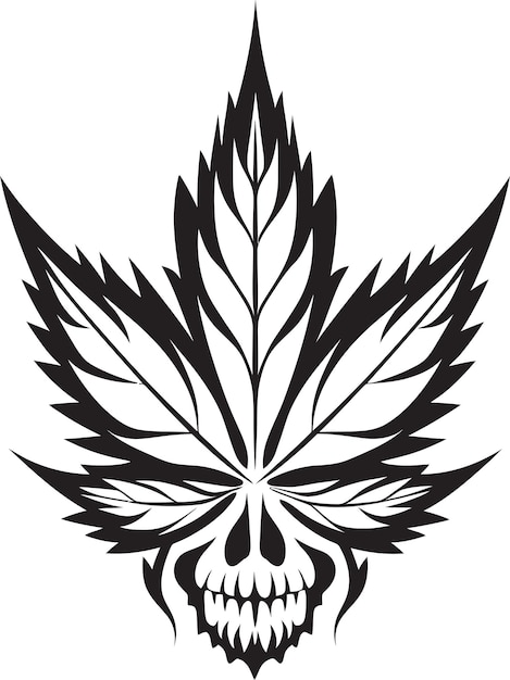 Vector cannabone icon skull with cannabis emblem skullweed vision cannabis logo symbol