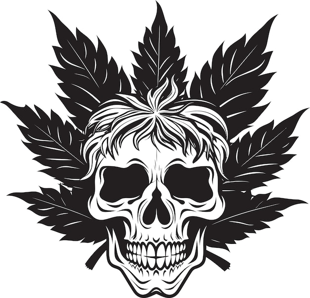 Vector cannabone vision cannabis vector icon skullweed design skull with cannabis leaves