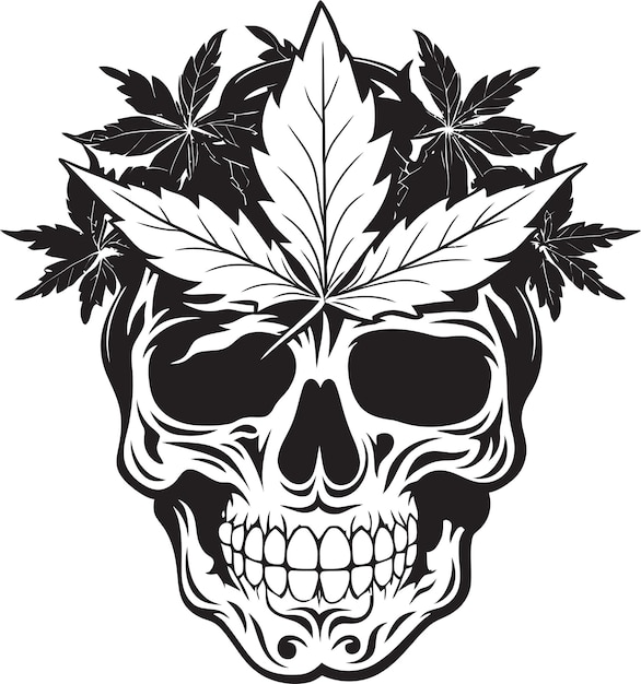 Vector cannaskull art cannabis leaf vector design mariabone icon skull with cannabis leaves