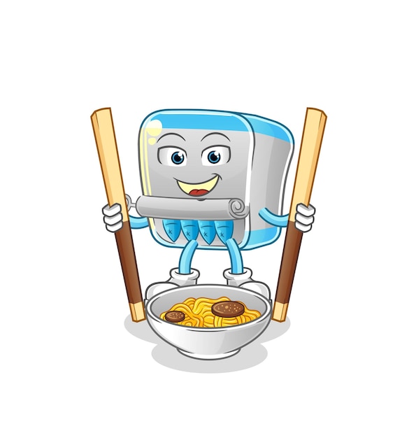 Canned fish eat noodle cartoon character mascot vectorxA