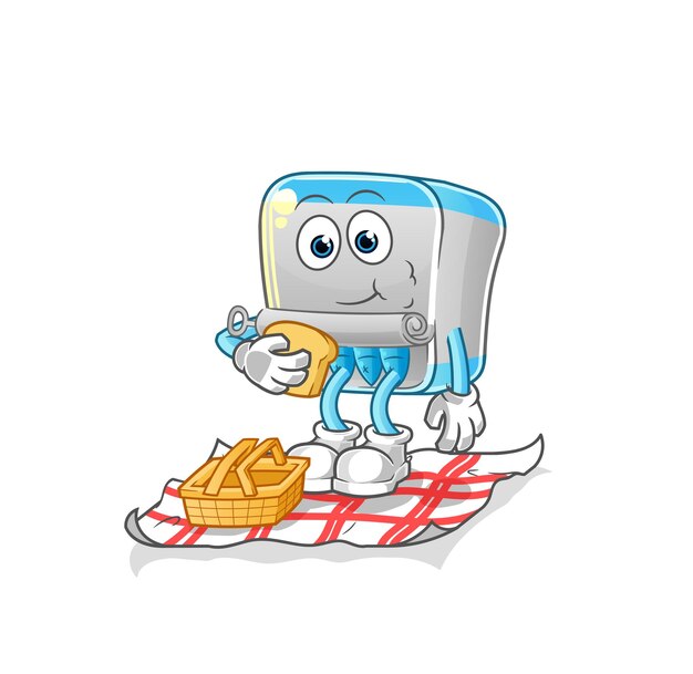 Canned fish on a picnic cartoon cartoon mascot vector