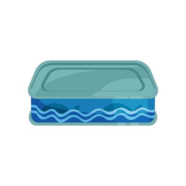 Vector canned fish tinned food in metal container cartoon vector illustration on a white background