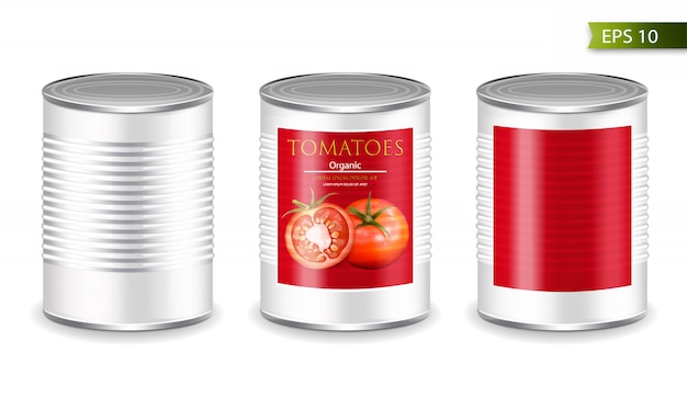 Vector canned metallic tomatoes mockup