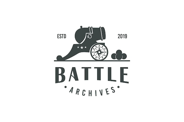 Cannon artillery logo vintage illustration design