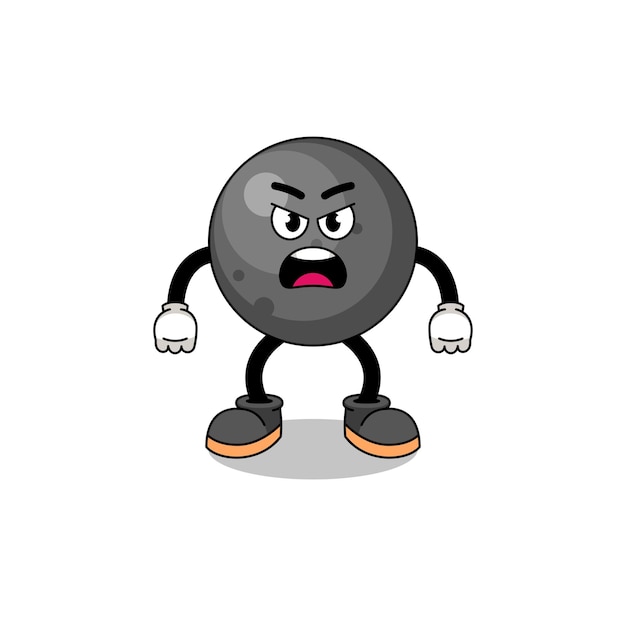 Cannon ball cartoon illustration with angry expression