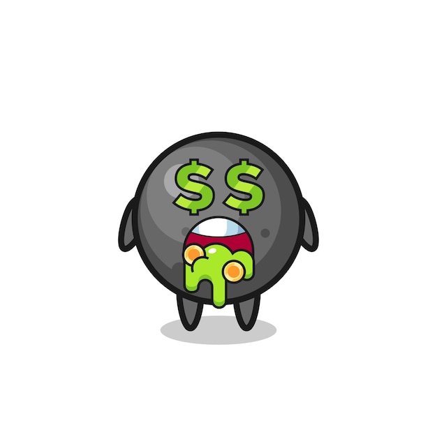 Cannon ball character with an expression of crazy about money