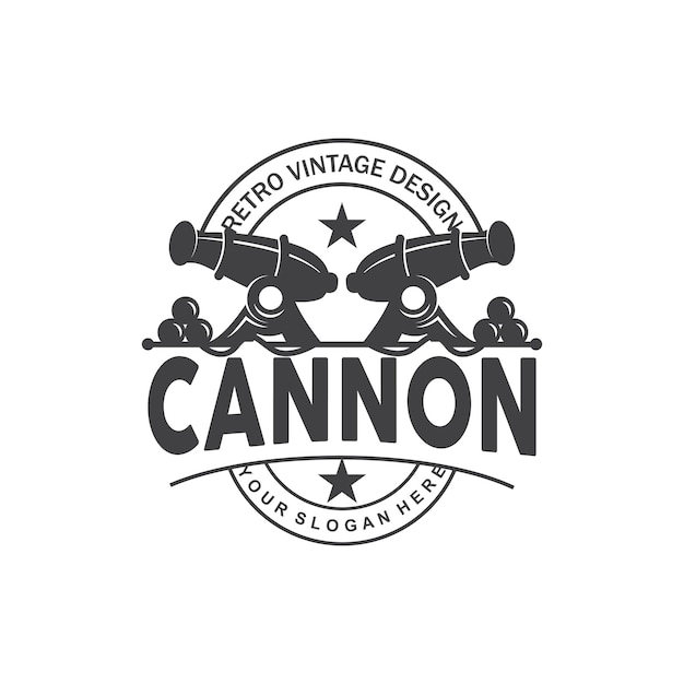 Cannon Logo Elegant Simple Design Retro Vintage Style War Artillery Vector Illustration Symbol Icon