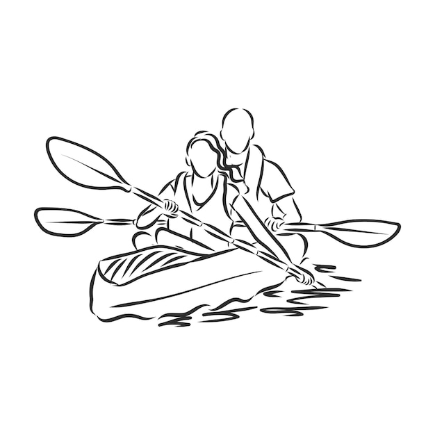 CANOE SLALOM player  vector illustration sketch hand drawn with black lines