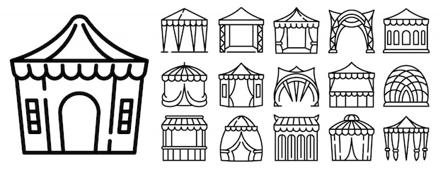 Canopy icons set, outline style