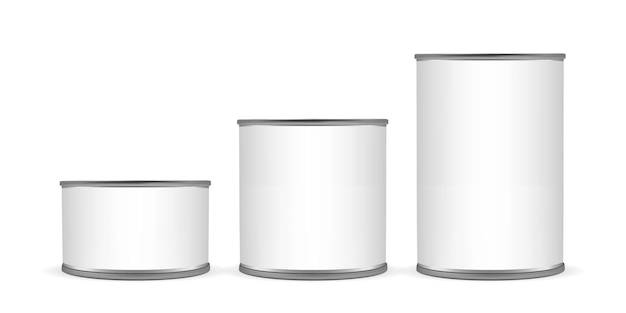 Cans of different sizes isolated