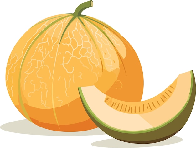 Vector cantaloupe melon with a slice the juicy flesh