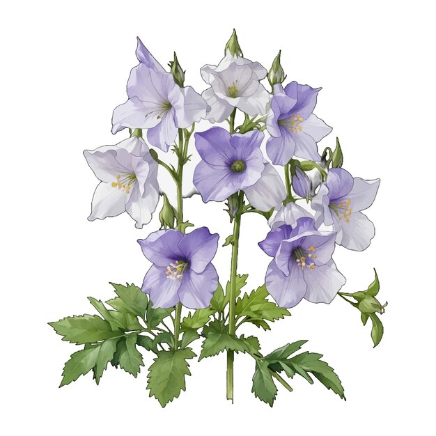 Vector canterbury bells campanula medium old engraved vector flower