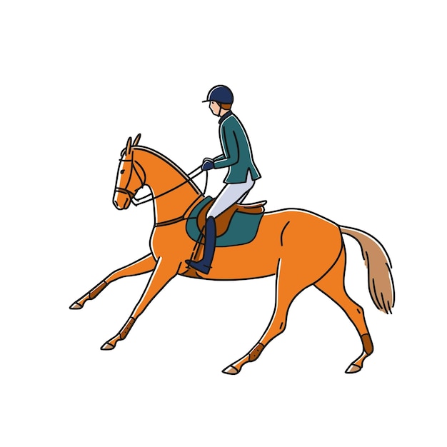 Cantering horse and athlete, vector illustration