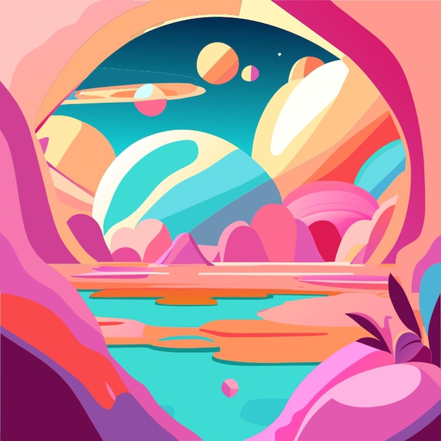 Vector canva pastel world vector illustration