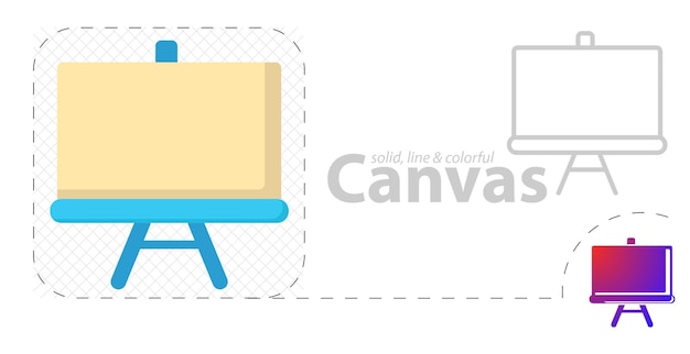 Canvas isolated flat illustration art canvas line icon