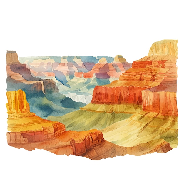 canyon lanscape vector illustration in watercolour style