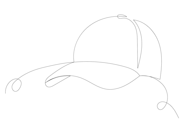 Cap drawing in one continuous line isolated vector