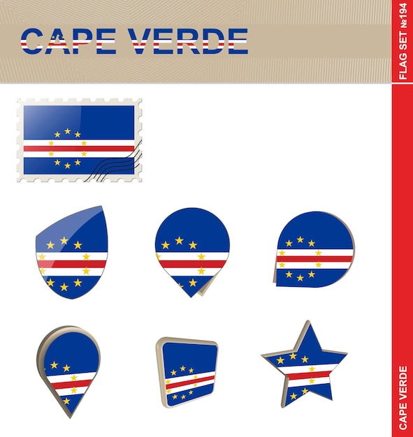 Cape Verde Flag Set Flag Set 194 Vector