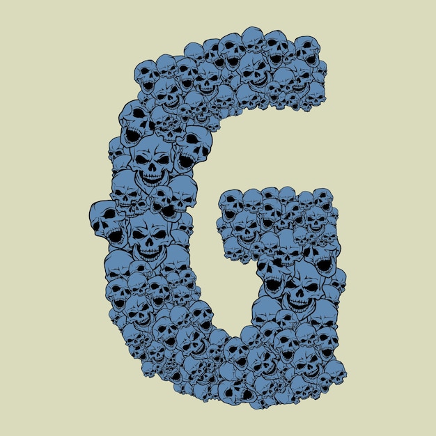 Capital letter G in skulls design