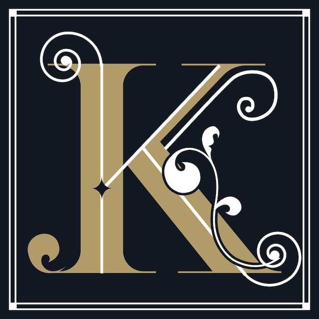 Capital letter K in Leaves With a Frame design